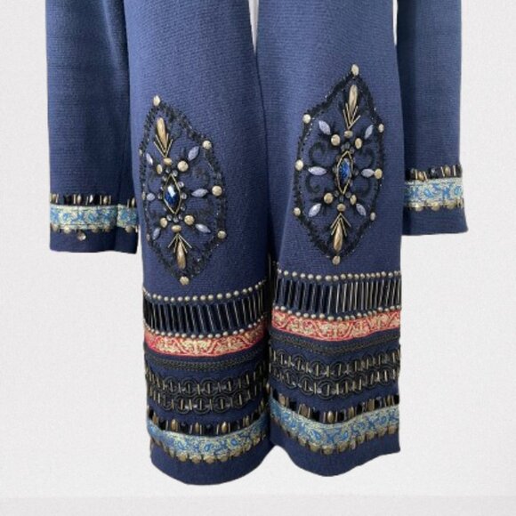 Chico’s Embellished Elektra Open Front Cardigan Size M Navy Blue - Picture 3 of 10